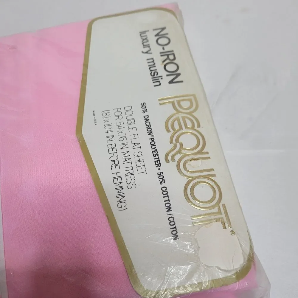 NEW Vintage 70s pink‎ checkmates barbiecore double flat sheet luxury muslin
